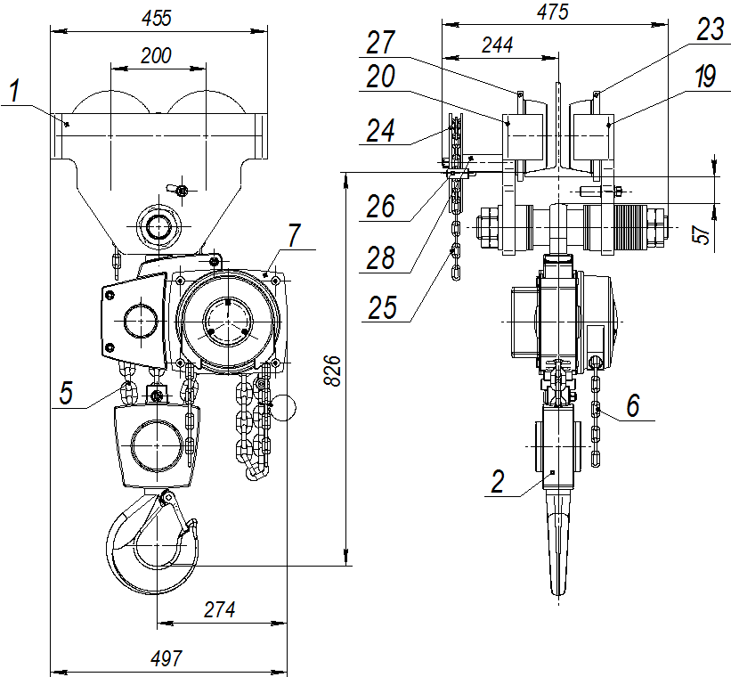 таль ручная шестеренная передвижная г/п 10 тонн